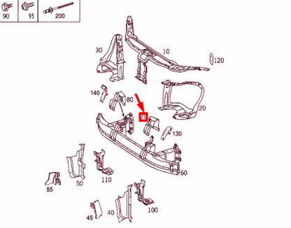 NEW MB S W220 FRONT LEFT IMPACT BAR SUPPORT BRACKET A2206204714 ORIGINAL
