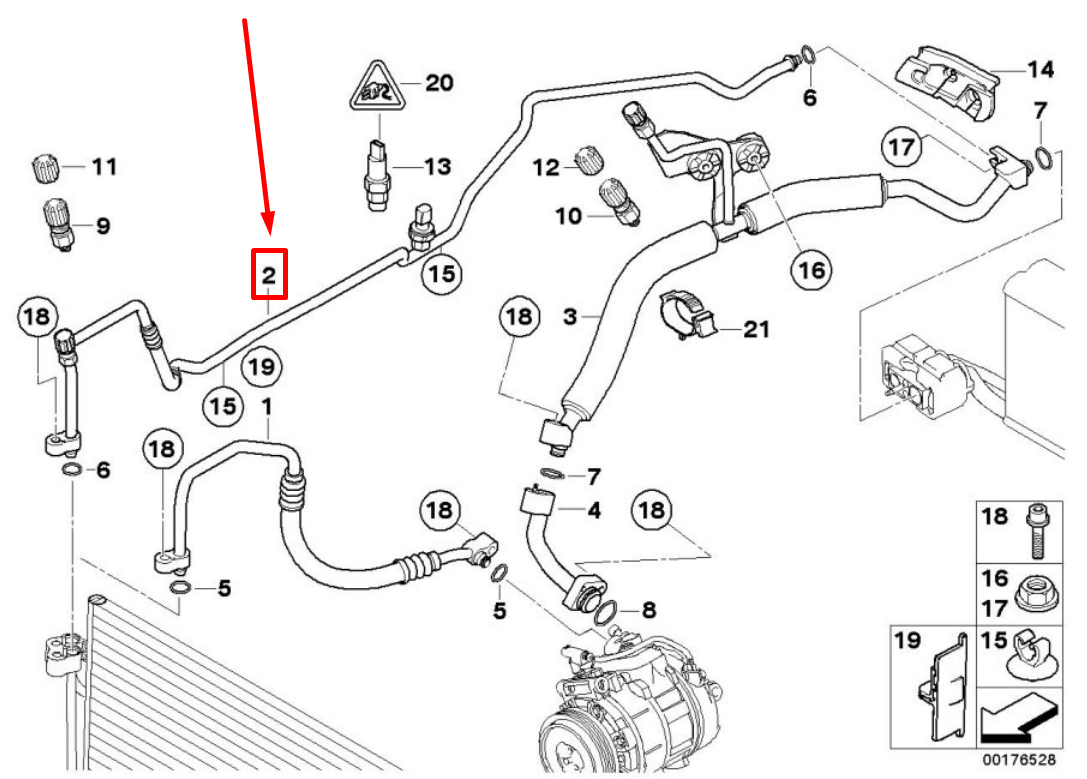 new bmw 6 cabrio e64 air conditioning pressure hose 9155346 64539155346 original