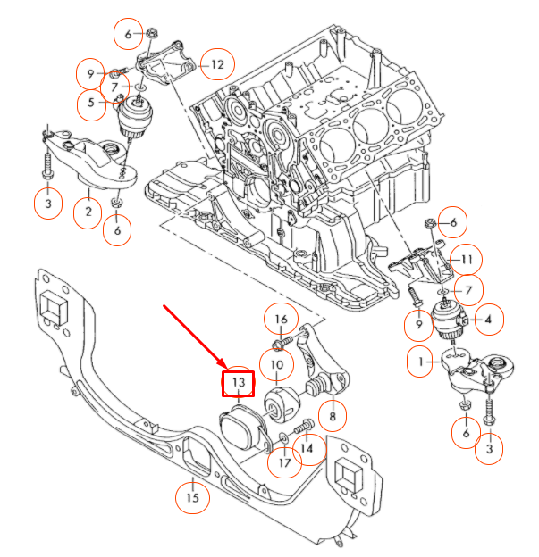 NEW AUDI A6 C6 ENGINE FRONT STOP MOUNT 4F0199335C ORIGINAL