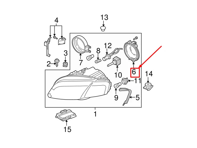NEW AUDI R8 SPYDER 42 FRONT OUTER HEADLIGHT CAP 8E0941158D ORIGINAL