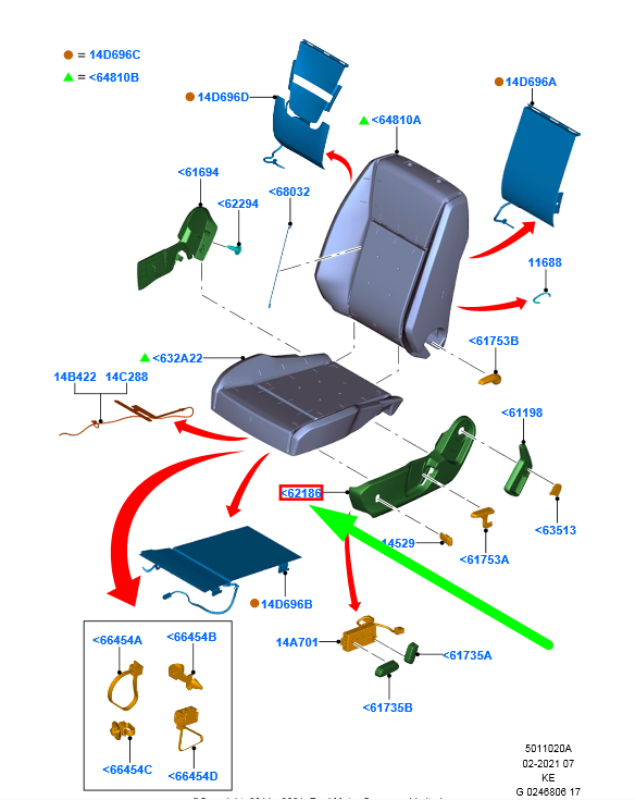 new ford ranger mk3 t6 front left seat cushion valance trim lhd 1946113 original