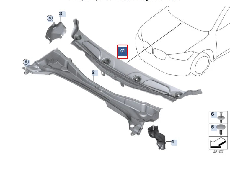 NEW BMW X1 F48 FRONT WIPER COWL TRIM 51717350591 LHD ORIGINAL