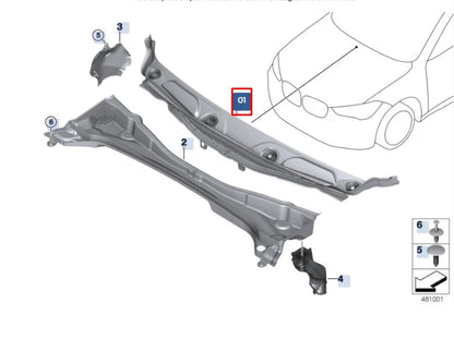 NEW BMW X1 F48 FRONT WIPER COWL TRIM 51717350591 LHD ORIGINAL