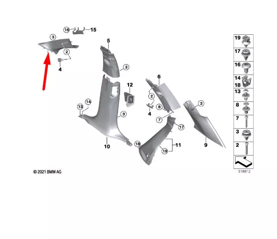 NEW BMW X5 G05 FRONT LEFT A PILLAR TRIM 5A0D9A1 51435A0D9A1 ORIGINAL