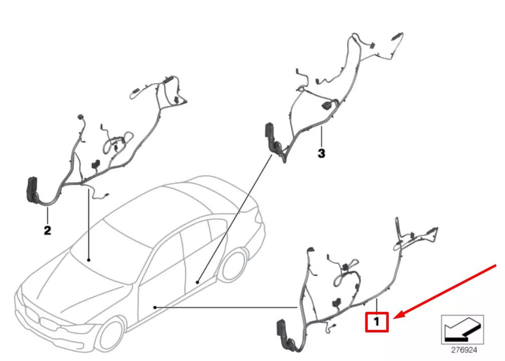 NEW BMW 3 TOURING F31 FRONT LEFT DOOR WIRING HARNESS 61129313612 9313612