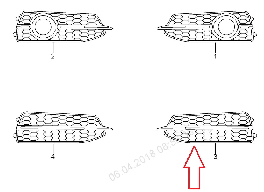 NEW AUDI A6 C7 LEFT FOG LIGHT SURROUND GRILLE 4G0807681D9B9 2011 ORIGINAL