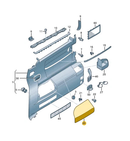 NEW VW TRANSPORTER V T5 REAR LEFT MOONROCK COVER GREY 7E5868433A92W
