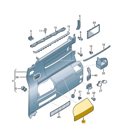 NEW VW TRANSPORTER V T5 REAR LEFT MOONROCK COVER GREY 7E5868433A92W