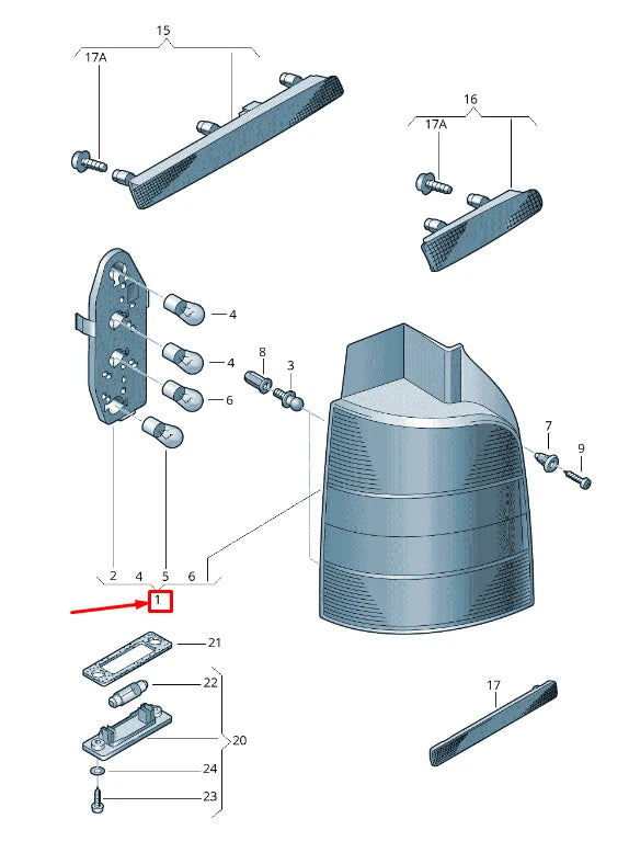NEW VW TRANSPORTER V T5 MINIBUS 7H MK5 REAR RIGHT TAILLIGHT 7H0945096J ORIGINAL