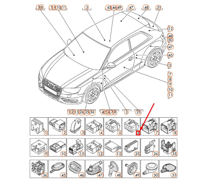 NEW AUDI A3 8V FLAT CONTACT HOUSING 17 PIN BLACK 4F0972483 ORIGINAL
