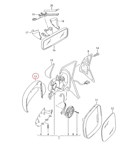 NEW VW CADDY 2K FRONT RIGHT DOOR MIRROR COVER 7H1857528A9B9 LHD ORIGINAL