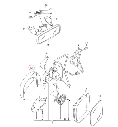 NEW VW CADDY 2K FRONT RIGHT DOOR MIRROR COVER 7H1857528A9B9 LHD ORIGINAL