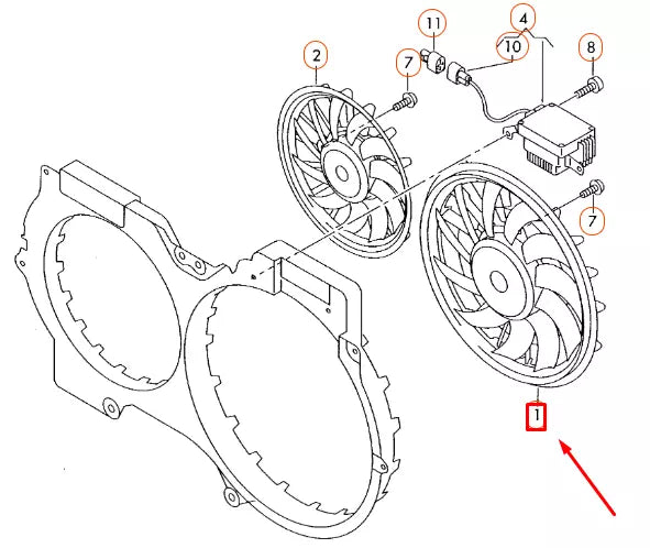 NEW AUDI A6 C6 LEFT RADIATOR FAN 4F0959455P ORIGINAL