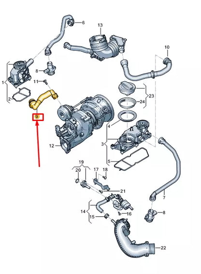NEW AUDI A8 D5 RIGHT PCV VALVE HOSE 0P2103211F ORIGINAL