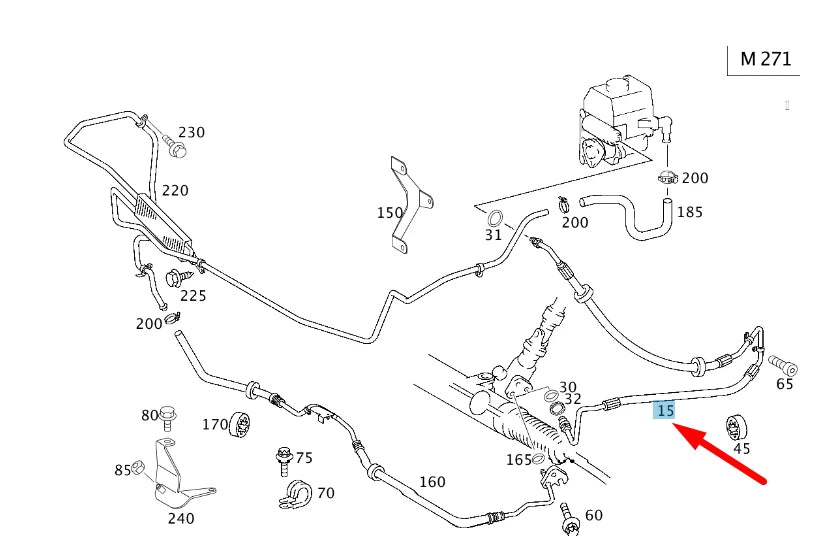 NEW MERCEDES-BENZ C W203 POWER STEERING PRESSURE HOSE LHD A2034604524 ORIGINAL