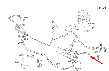 NEW MERCEDES-BENZ C W203 POWER STEERING PRESSURE HOSE LHD A2034604524 ORIGINAL
