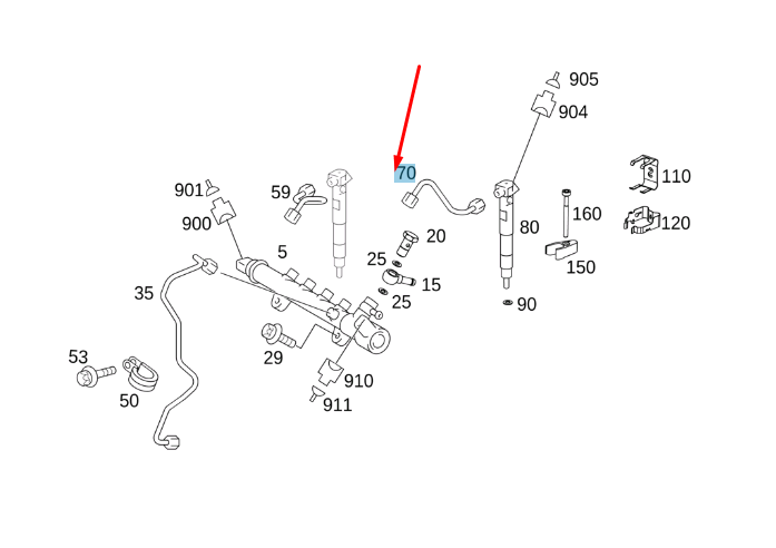 new mercedes-benz glc c253 fuel injection pressure pipe a6510704333 original