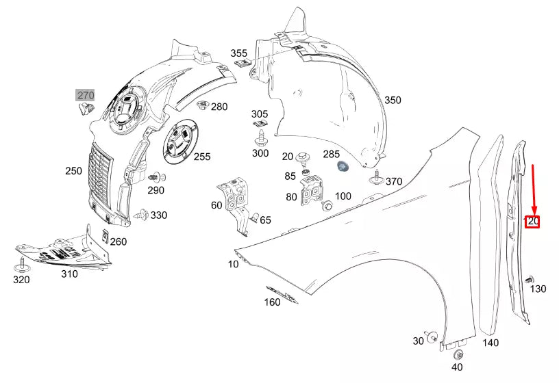 NEW MERCEDES-BENZ CLA C118 FRONT LEFT FENDER REAR GAP COVER A1188890000 ORIGINAL