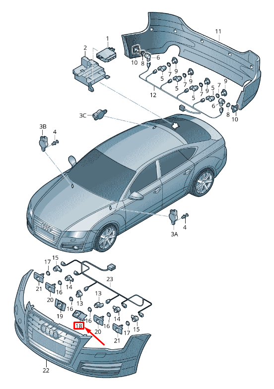 new audi rs7 sportback 4g front left bumper park sensor mount 4g8919267n