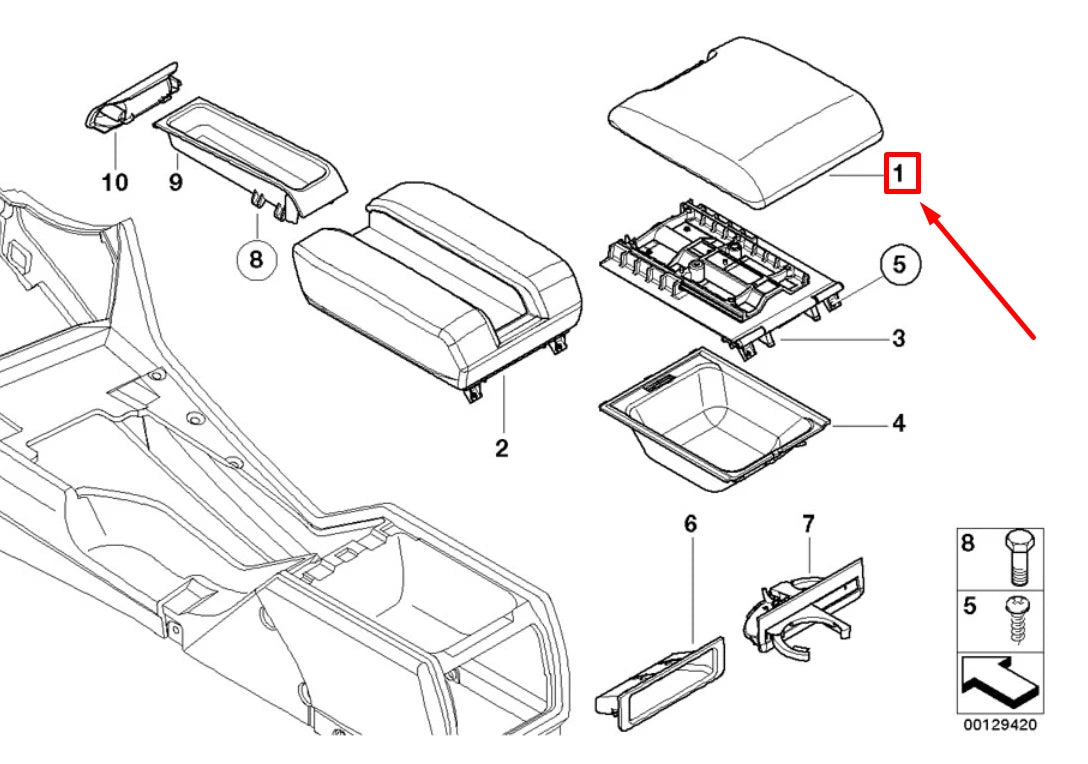 NEW BMW 5 E39 FRONT ARMREST LID 7140687 51167140687 ORIGINAL