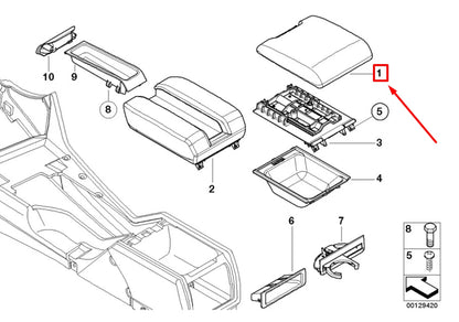 NEW BMW 5 E39 FRONT ARMREST LID 7140687 51167140687 ORIGINAL