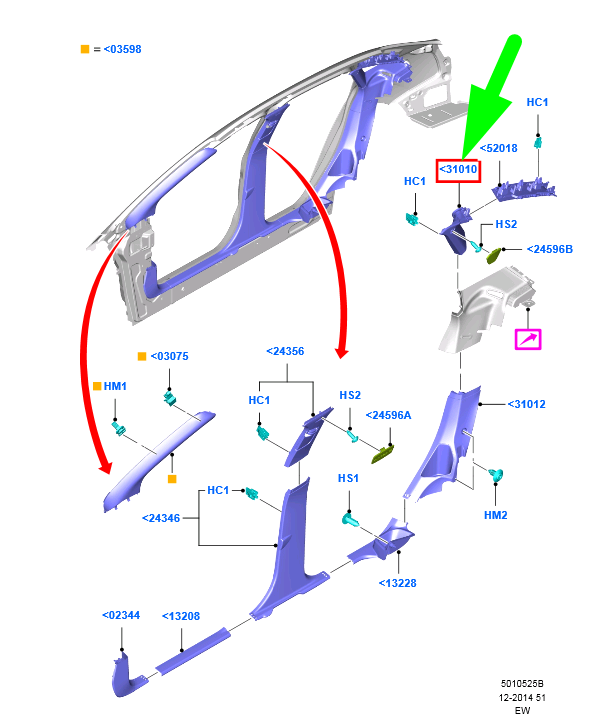 new ford focus mk3 c346 left c-pillar trim 2131889 f1eb-f31011-aa3am1 original