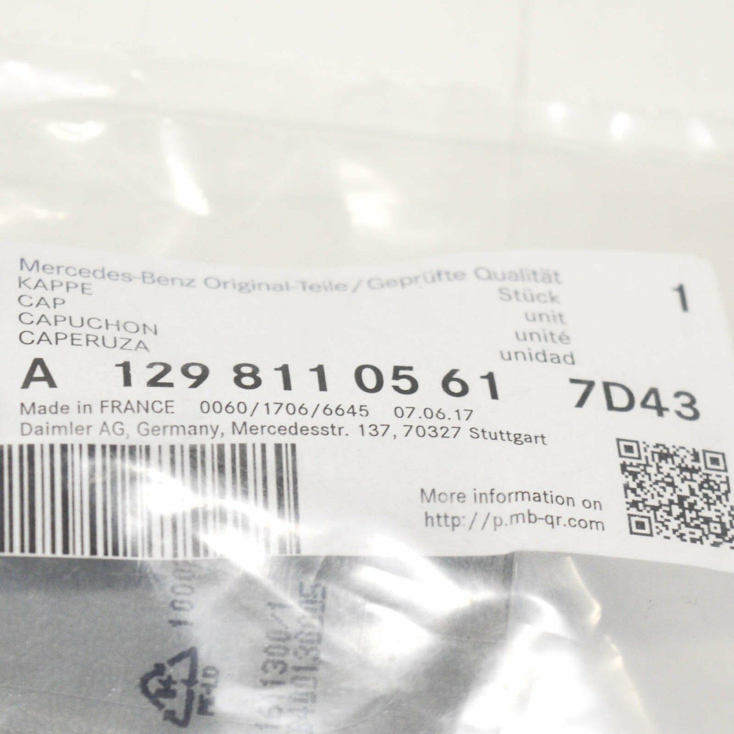 NEW MERCEDES-BENZ SL R129 SUN VISOR LEFT CAP A12981105617D43 ORIGINAL