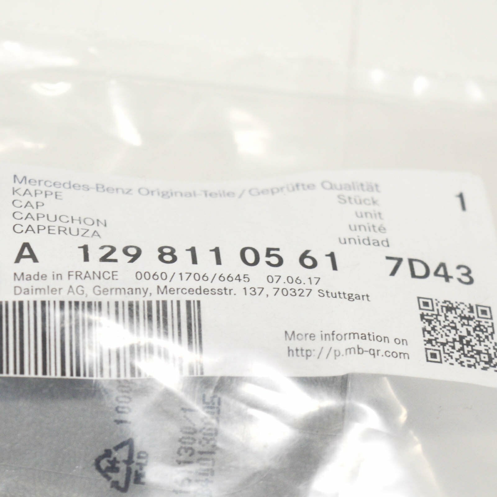 NEW MERCEDES-BENZ SL R129 SUN VISOR LEFT CAP A12981105617D43 ORIGINAL