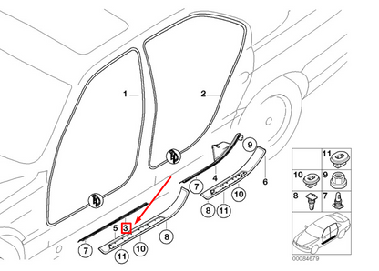 new bmw 7 e38 front right sill strip 51478174504 8174504 original