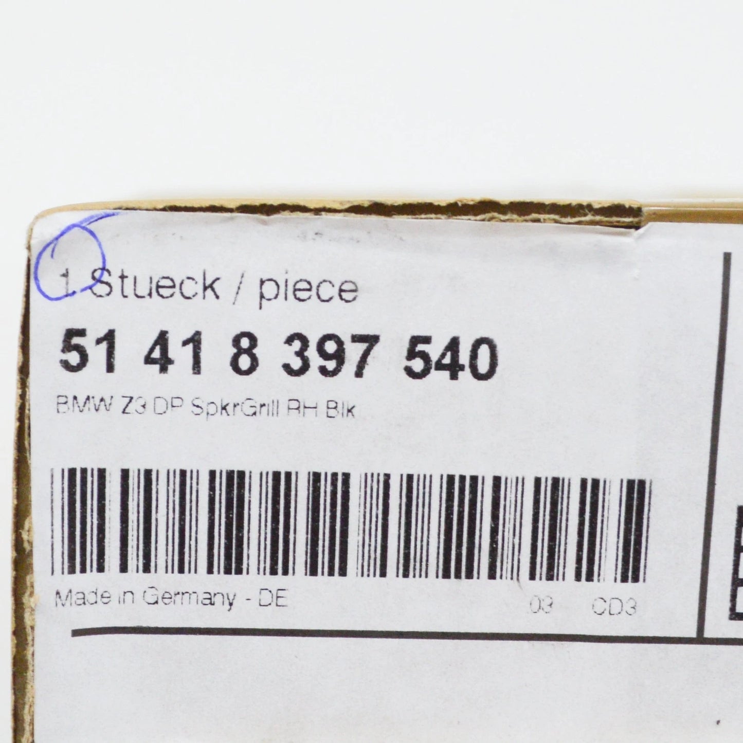 NEW BMW Z3 ROADSTER E36 FRONT RIGHT DOOR LOUDSPEAKER COVER 51418397540 ORIGINAL