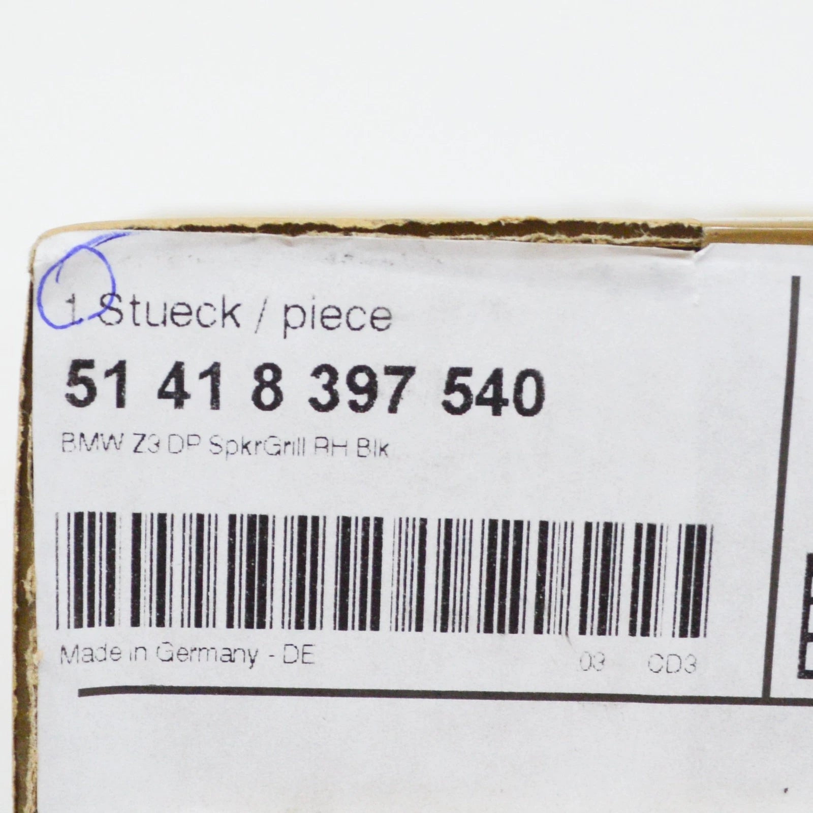 NEW BMW Z3 ROADSTER E36 FRONT RIGHT DOOR LOUDSPEAKER COVER 51418397540 ORIGINAL