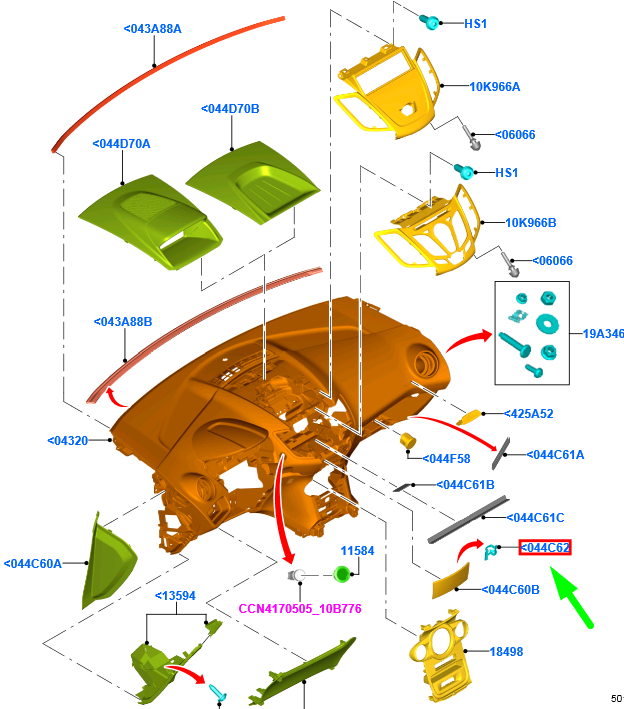 new ford fiesta mk6 instrument panel clip 8a61-a044c62-aa 1671196 original