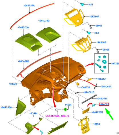 new ford fiesta mk6 instrument panel clip 8a61-a044c62-aa 1671196 original
