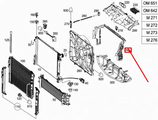 NEW MERCEDES-BENZ E COUPE C207 TOP AIR BAFFLE A2075050630 ORIGINAL