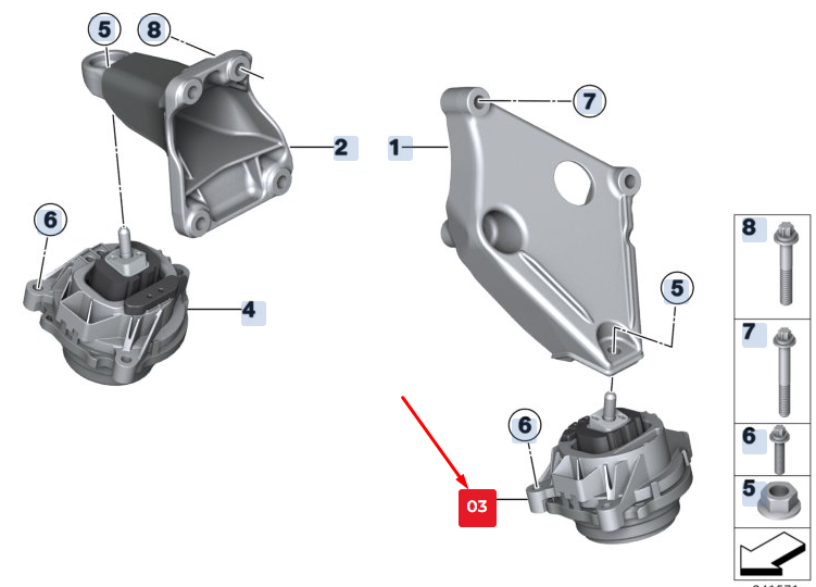 new bmw x3 f25 left engine mount 22116868395 6868395 original