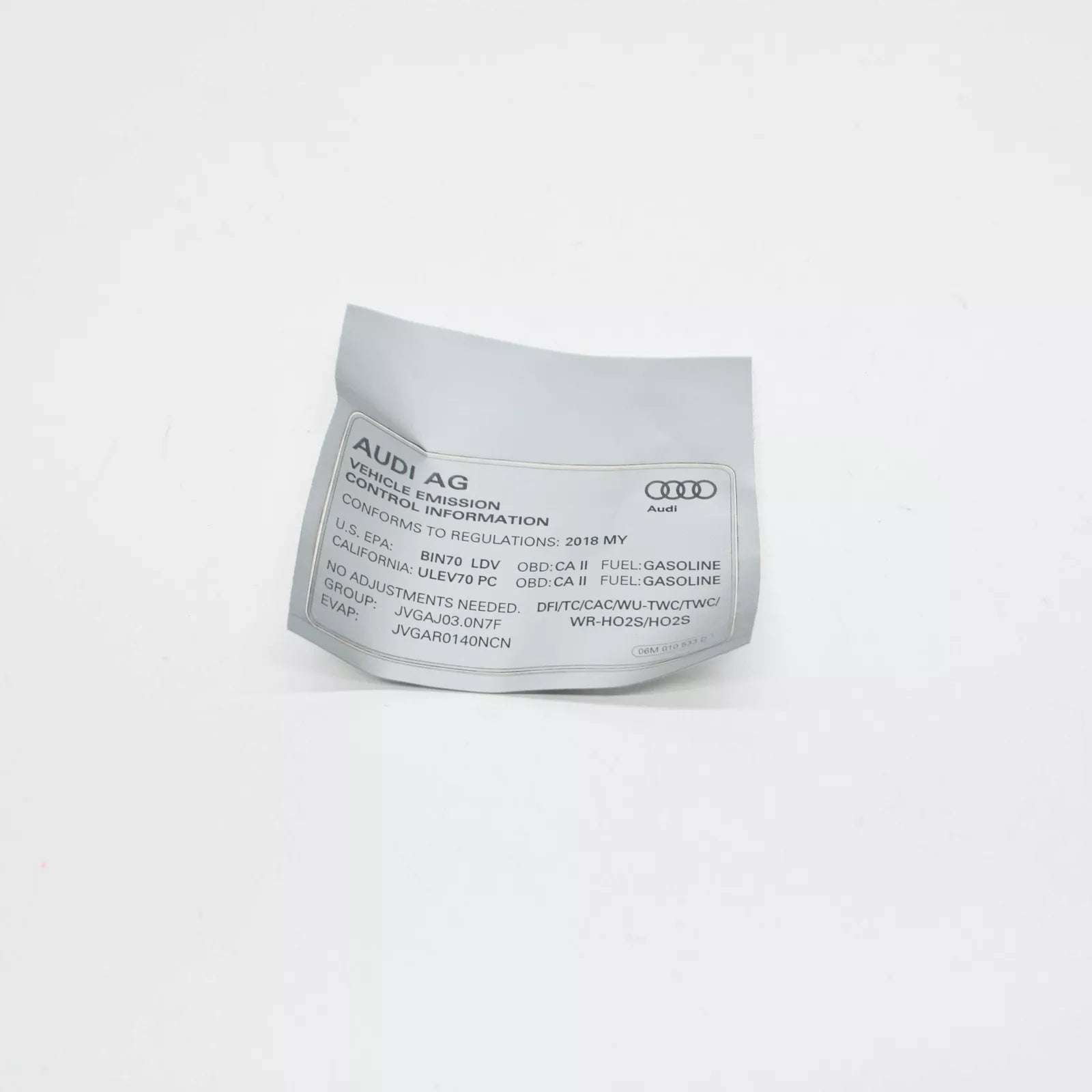 NEW AUDI Q5 FY EMISSION LABEL DATA PLATE 06M010533D ORIGINAL