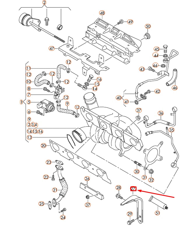 NEW AUDI Q3 8U TURBOCHARGER SUPPORT BRACKET 06J145536M ORIGINAL