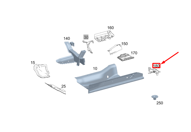 new mercedes-benz gle w167 rear seat center left bracket a1676103701 original
