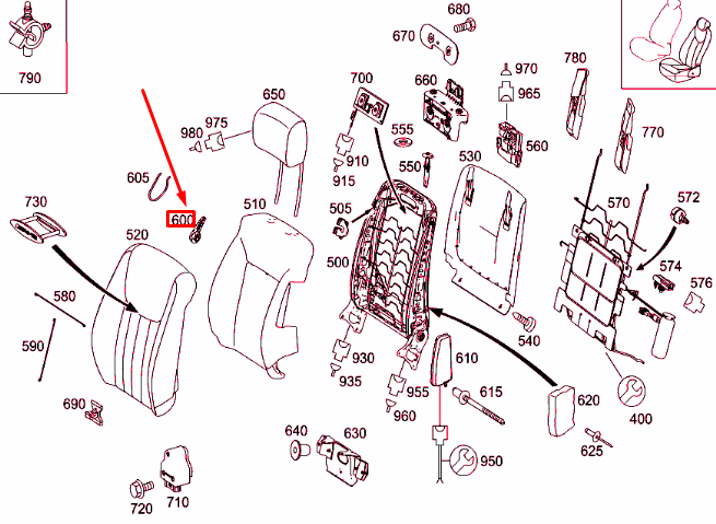 NEW MB ML W164 FRONT LEFT SEAT BACKREST ADJUSTER LEVER A25191801349051 ORIGINAL