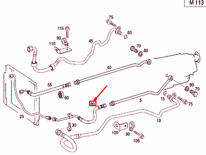 new mb cl c215 partition point to oil cooler left hose a0229975582 original