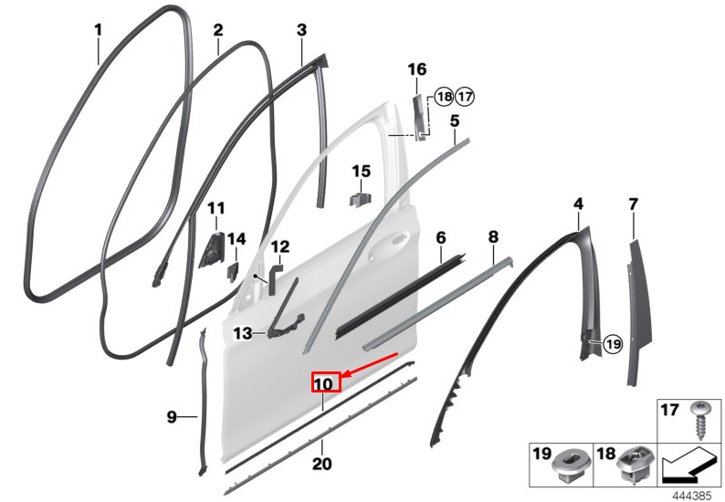 new bmw 7 g11 front right door entrance gasket 51767341642 original