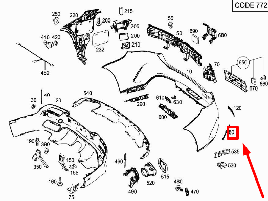 new mercedes-benz w166 rear right bumper trim bar molding a2928850800 original