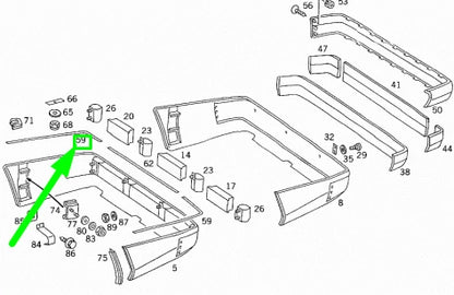 NEW MERCEDES-BENZ E W124 REAR LEFT BUMPER PANELLING TRIM A1248802136 ORIGINAL