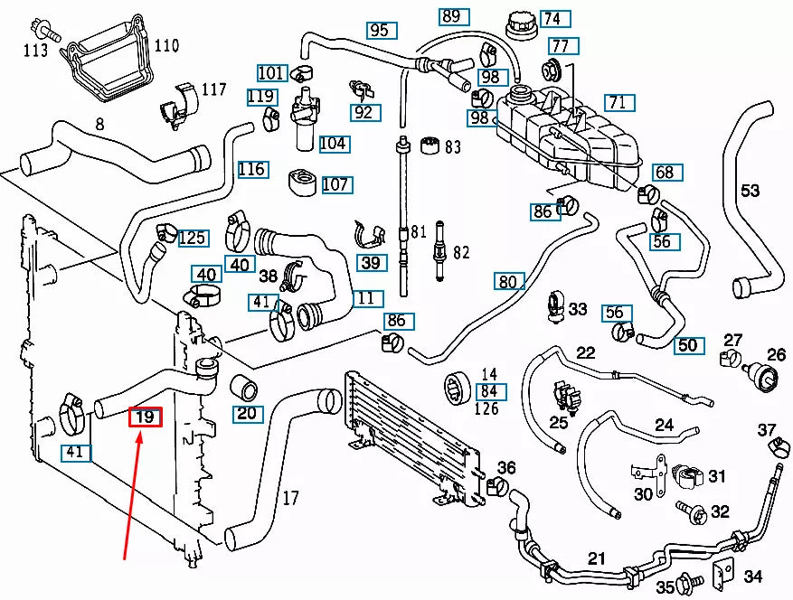 NEW MERCEDES-BENZ ML W163 RADIATOR HOSE A1635013482 ORIGINAL