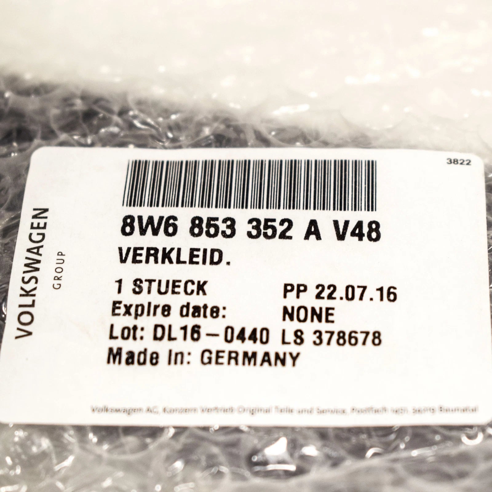 NEW AUDI A5 S5 COUPE 8W6 B-PILLAR RIGHT LINING 8W6853352AV48 ORIGINAL