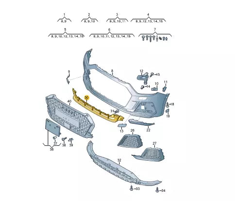 NEW AUDI A1 SPORTBACK GB FRONT BUMPER CENTER GRILLE 82A8076839B9