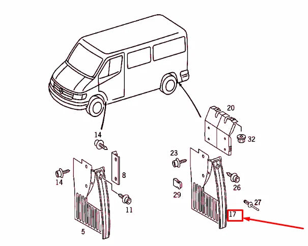 NEW MERCEDES-BENZ SPRINTER 903 REAR RIGHT MUDGUARD A9018821105 ORIGINAL