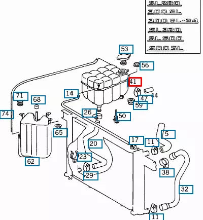 NEW MERCEDES BENZ SL R129 COOLANT EXPANSION TANK A1295000849