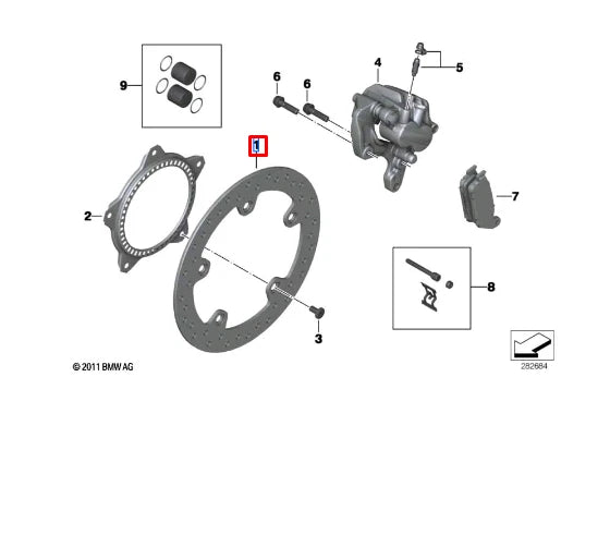 NEW BMW K17 C EVOLUTION 0C23 FRONT BRAKE DISC 7725126 34117725126 ORIGINAL