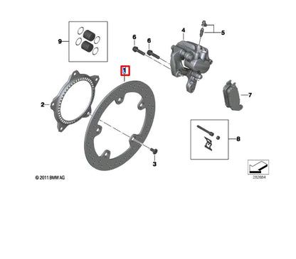 NEW BMW K17 C EVOLUTION 0C23 FRONT BRAKE DISC 7725126 34117725126 ORIGINAL